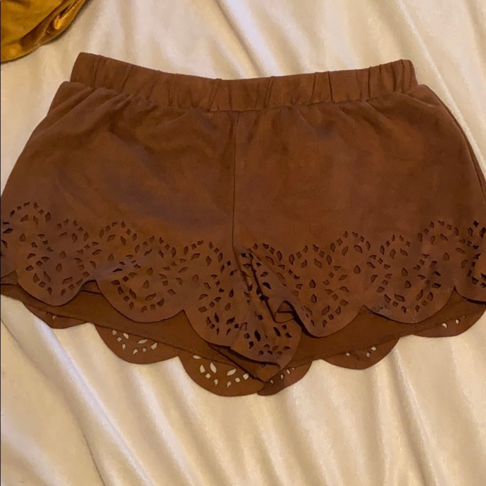 Brown suede shorts
